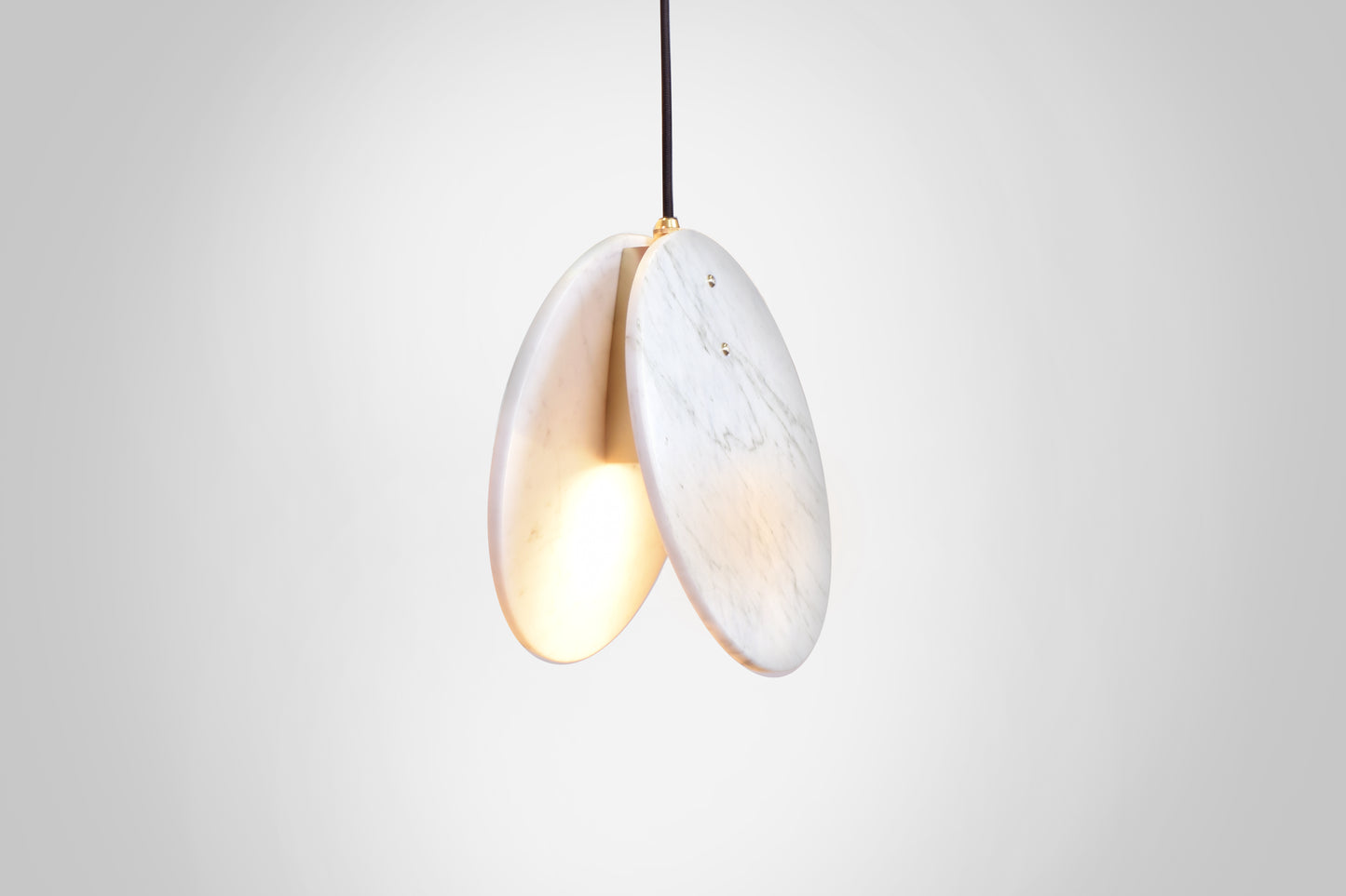 Shell Pendant Light, side view light on.