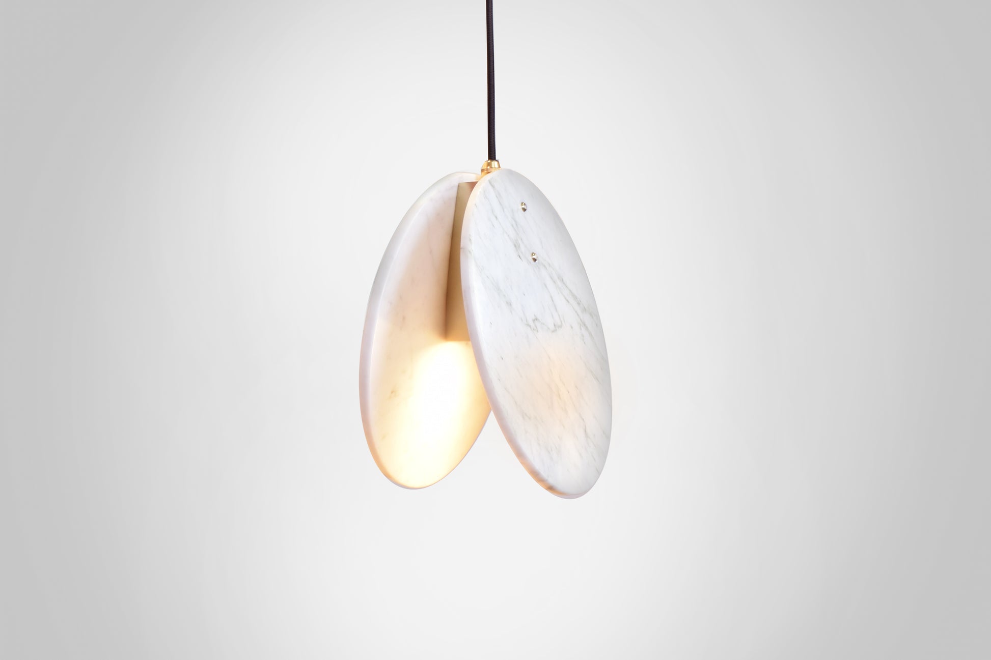 Shell Pendant Light, side view light on.