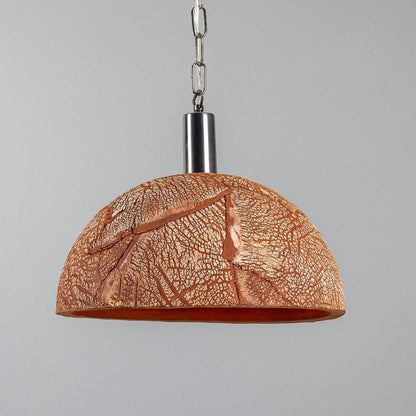 Kauri Organic Ceramic Dome Pendant Light 37cm, Red Iron