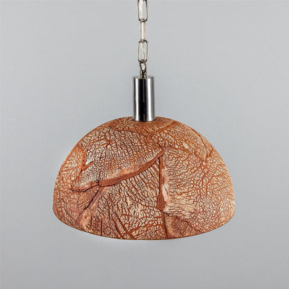 Kauri Organic Ceramic Dome Pendant Light 37cm, Red Iron