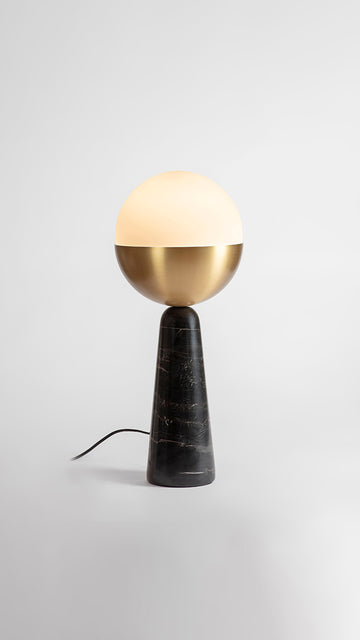 Globe Table Lamp turned on