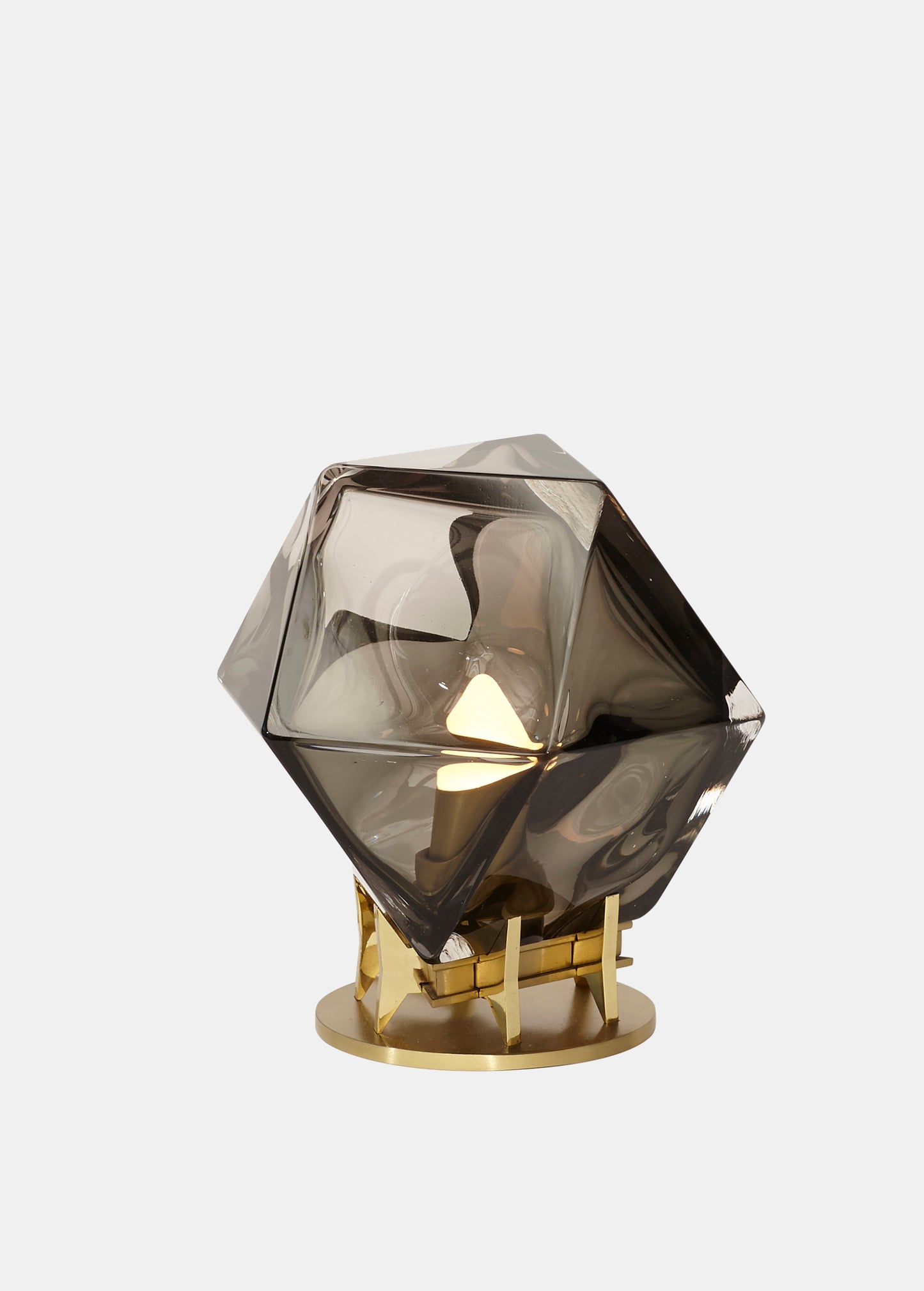 WELLES Double Blown Glass   Desk Light Brass Smoked