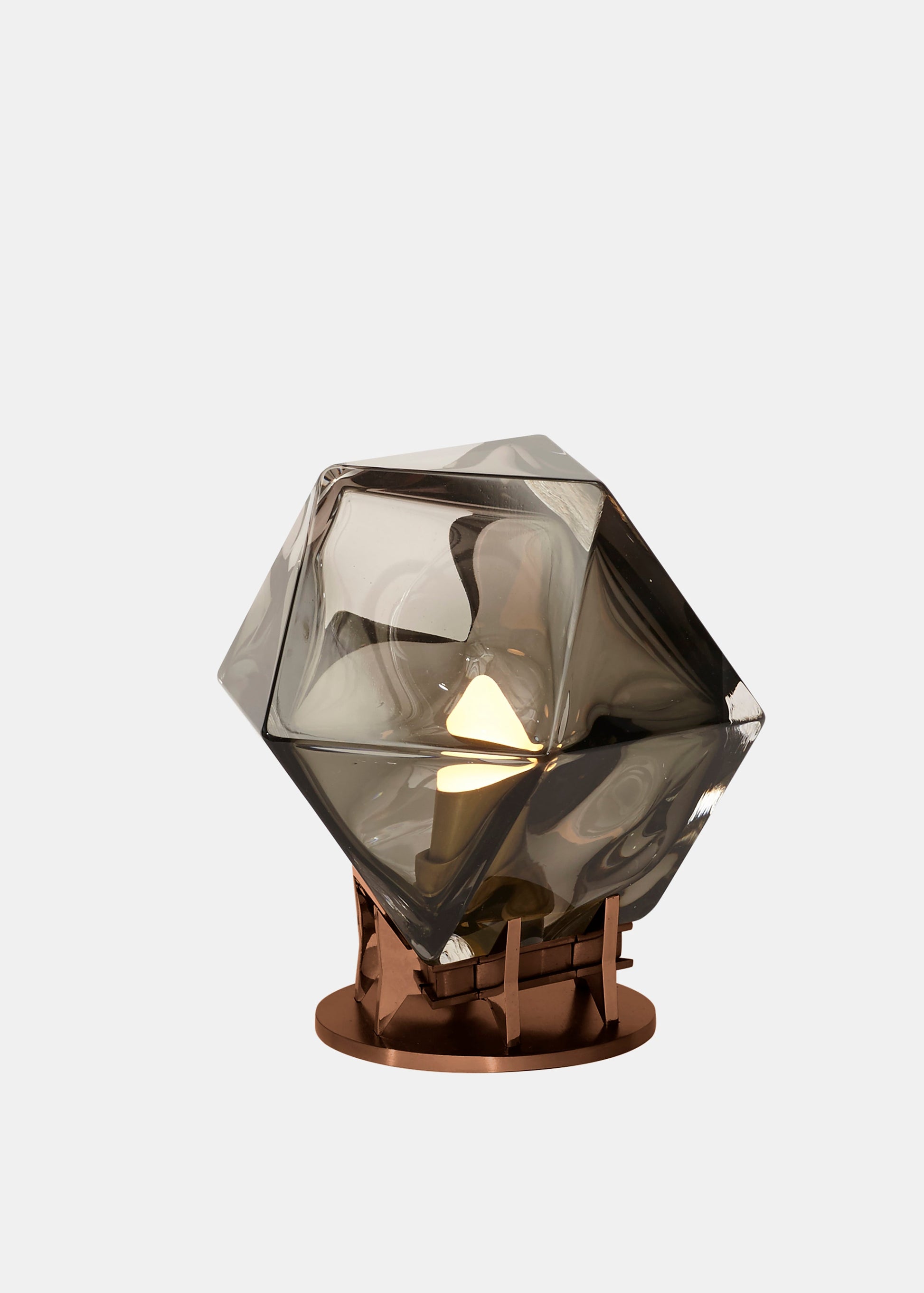 WELLES Double Blown Glass   Desk Light Bronze Smoked