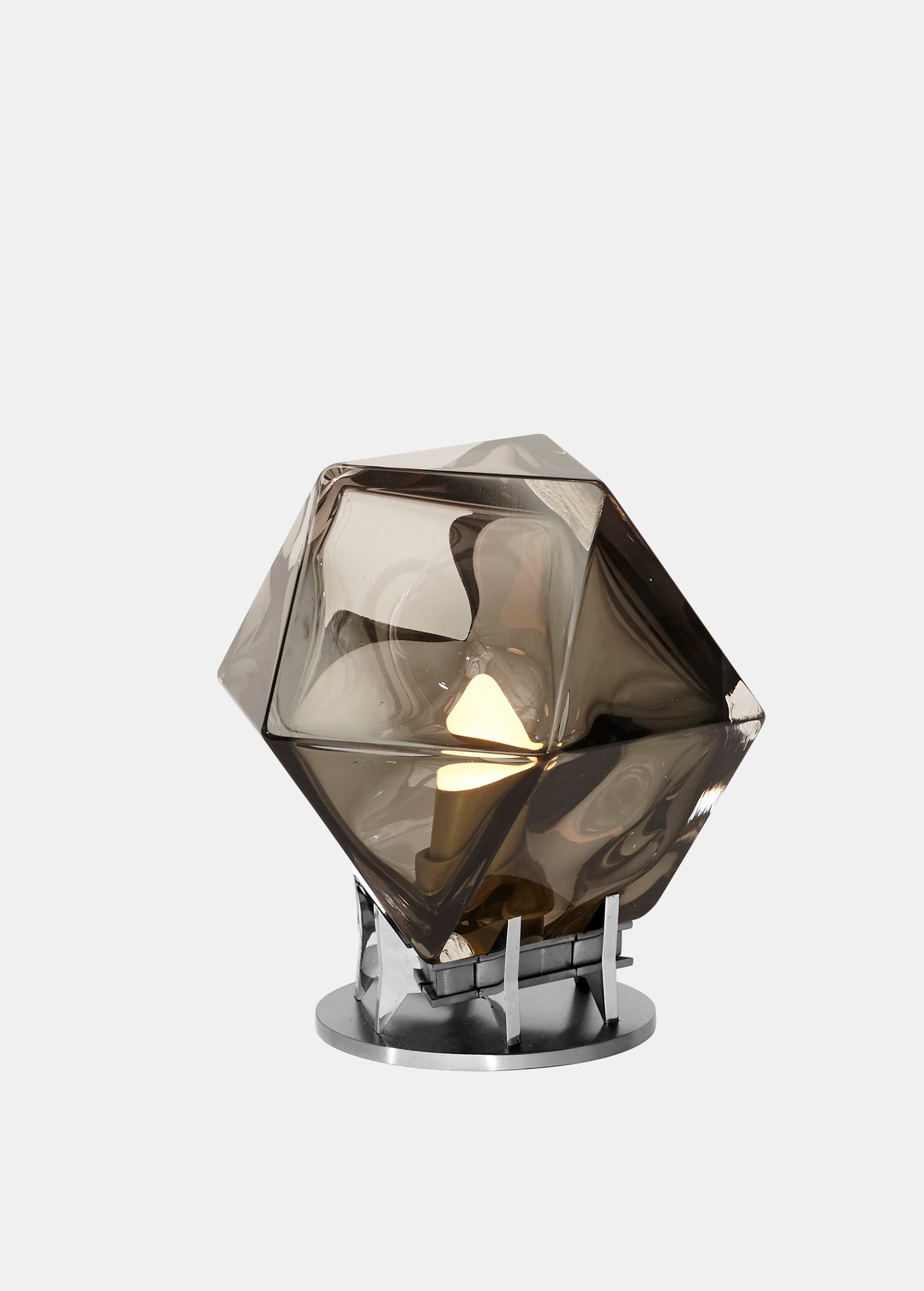WELLES Double Blown Glass   Desk Light Nickel Smoked