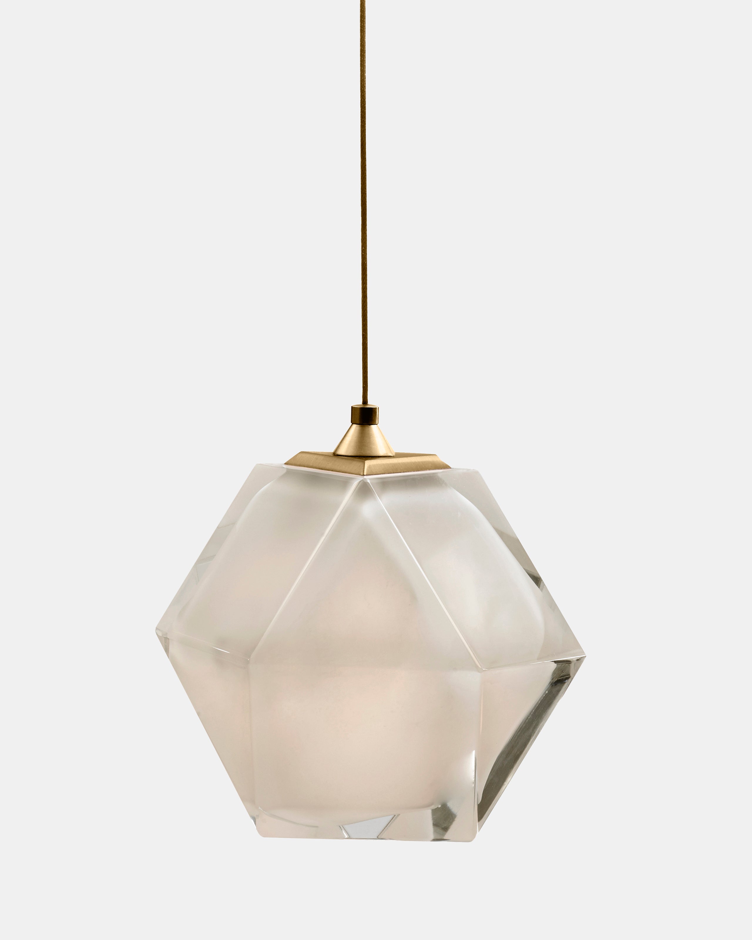 WELLES Double Blown Glass Pendant Brass Alabaster