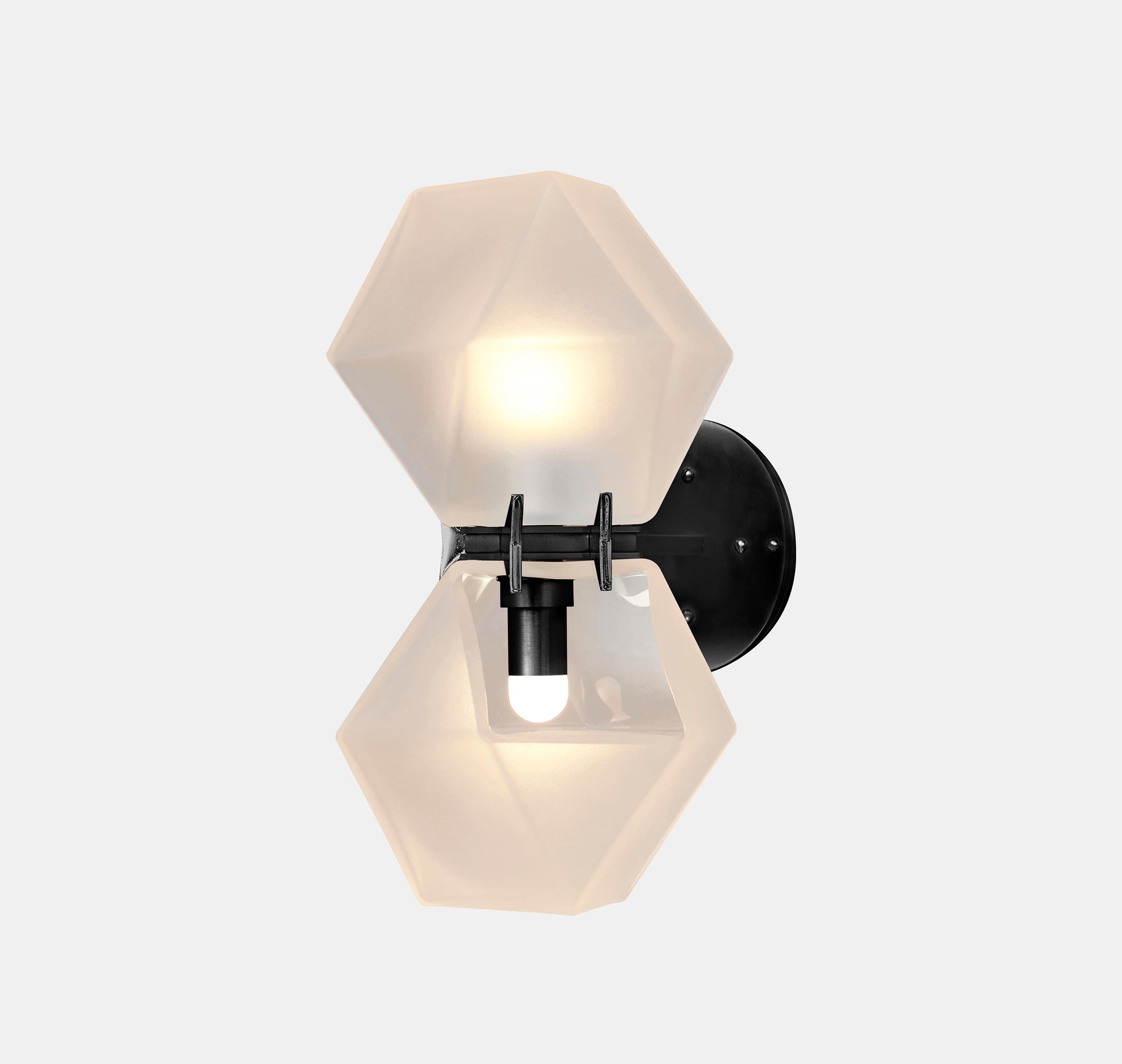 WELLES GLASS Double Wall Sconce Black Alabaster v2