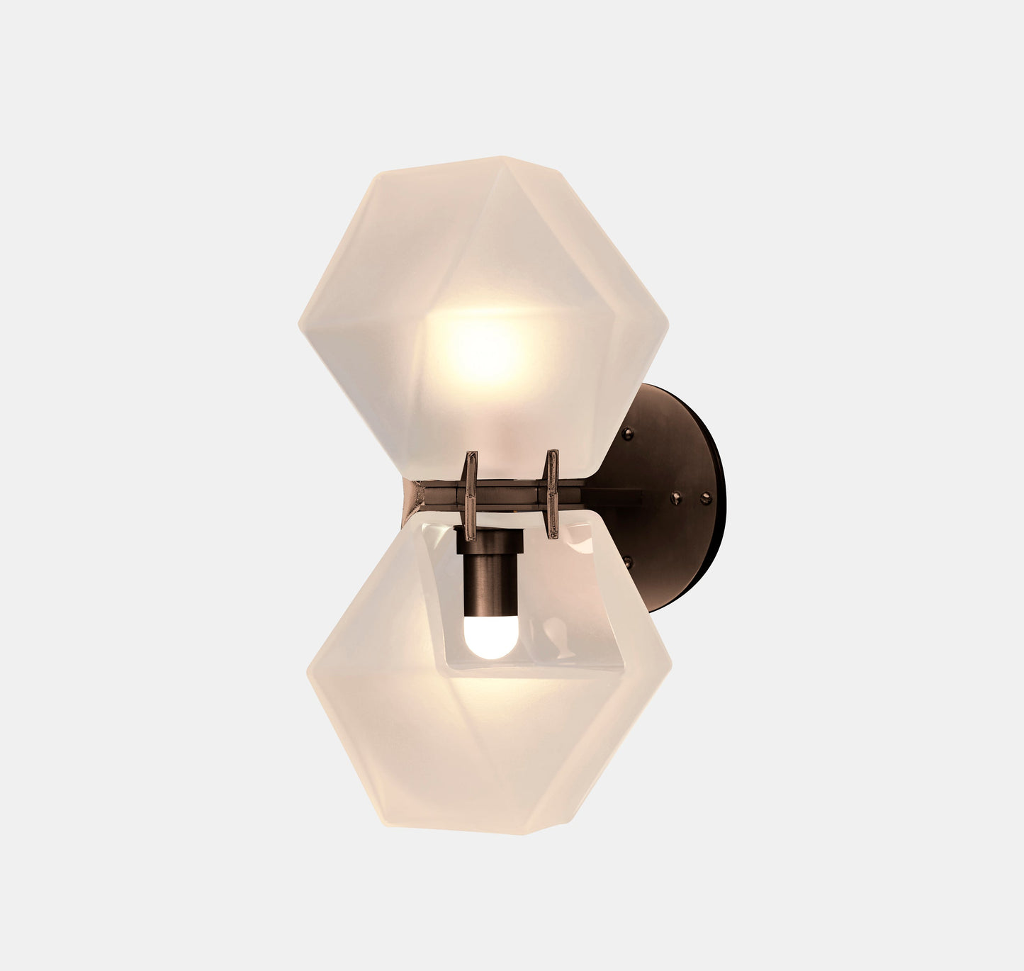 WELLES GLASS Double Wall Sconce Bronze Alabaster v2