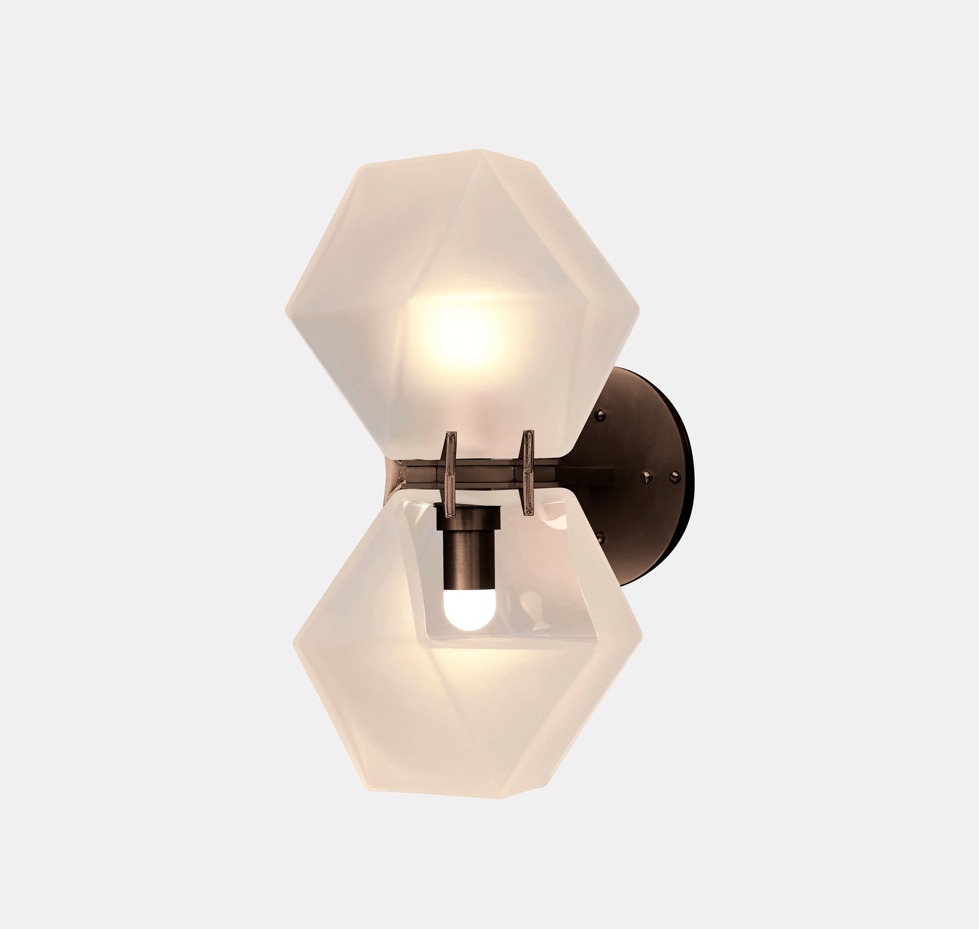 WELLES GLASS Double Wall Sconce Bronze Alabaster v2