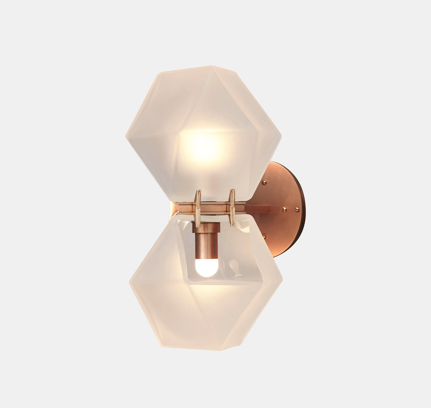 WELLES GLASS Double Wall Sconce Copper Alabaster v2