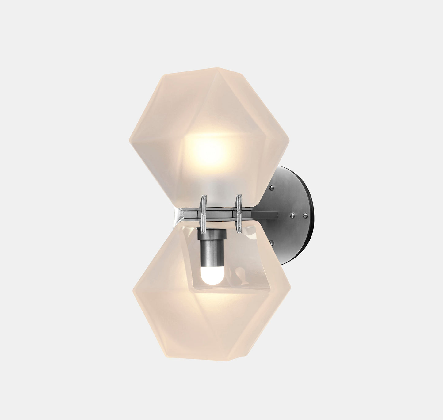 WELLES GLASS Double Wall Sconce Nickel Alabaster v2