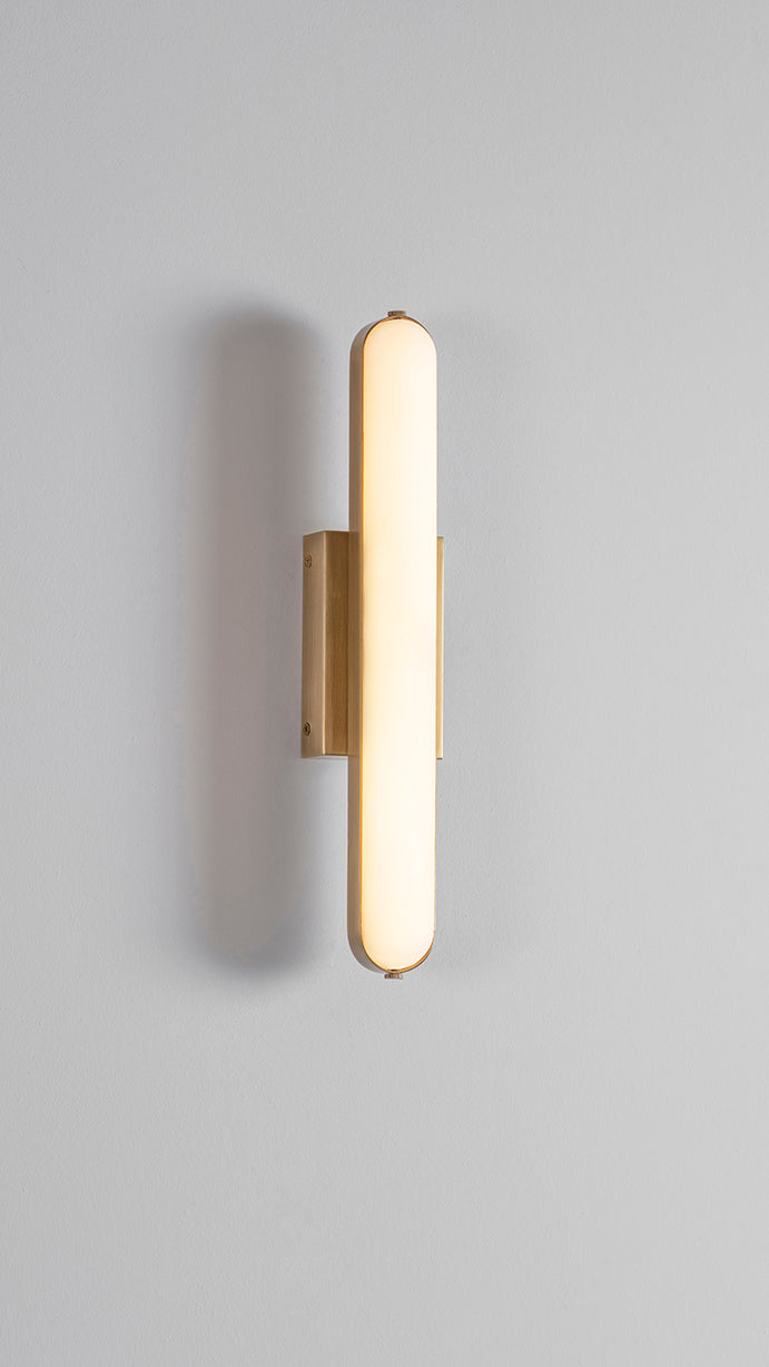 Stadium Wall Light brushed brass, front view on.