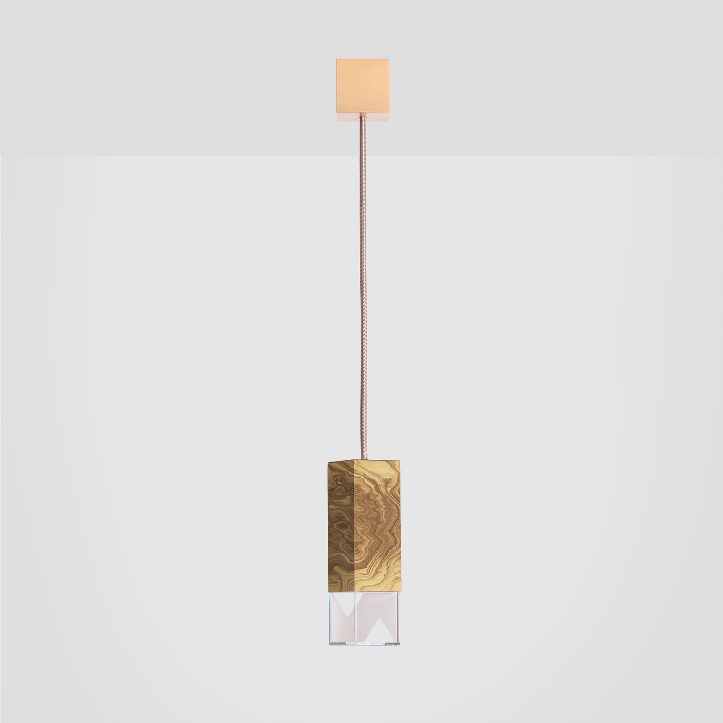 Lamp One Pendant Light / Wood, front view.