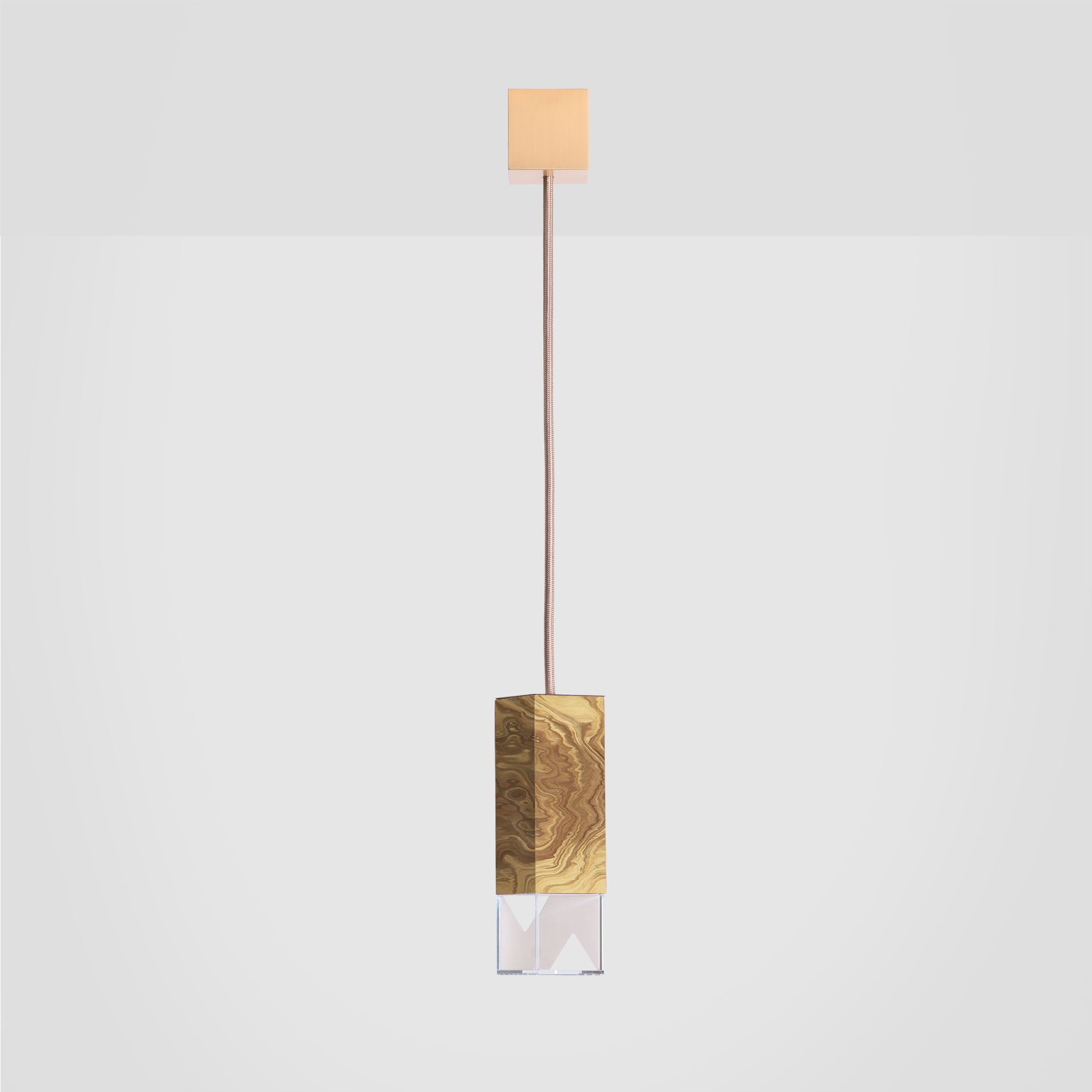 Lamp One Pendant Light / Wood, front view.