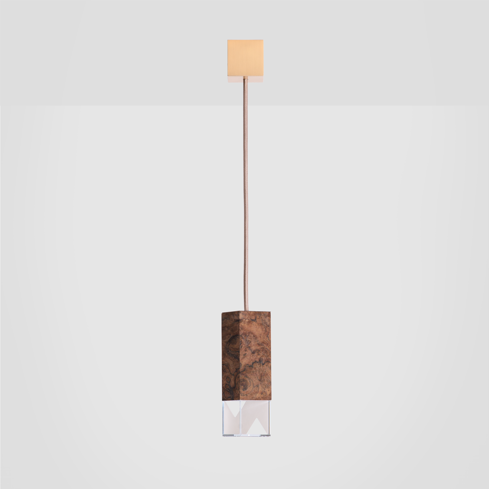 Lamp One Pendant Light / Wood, front view.