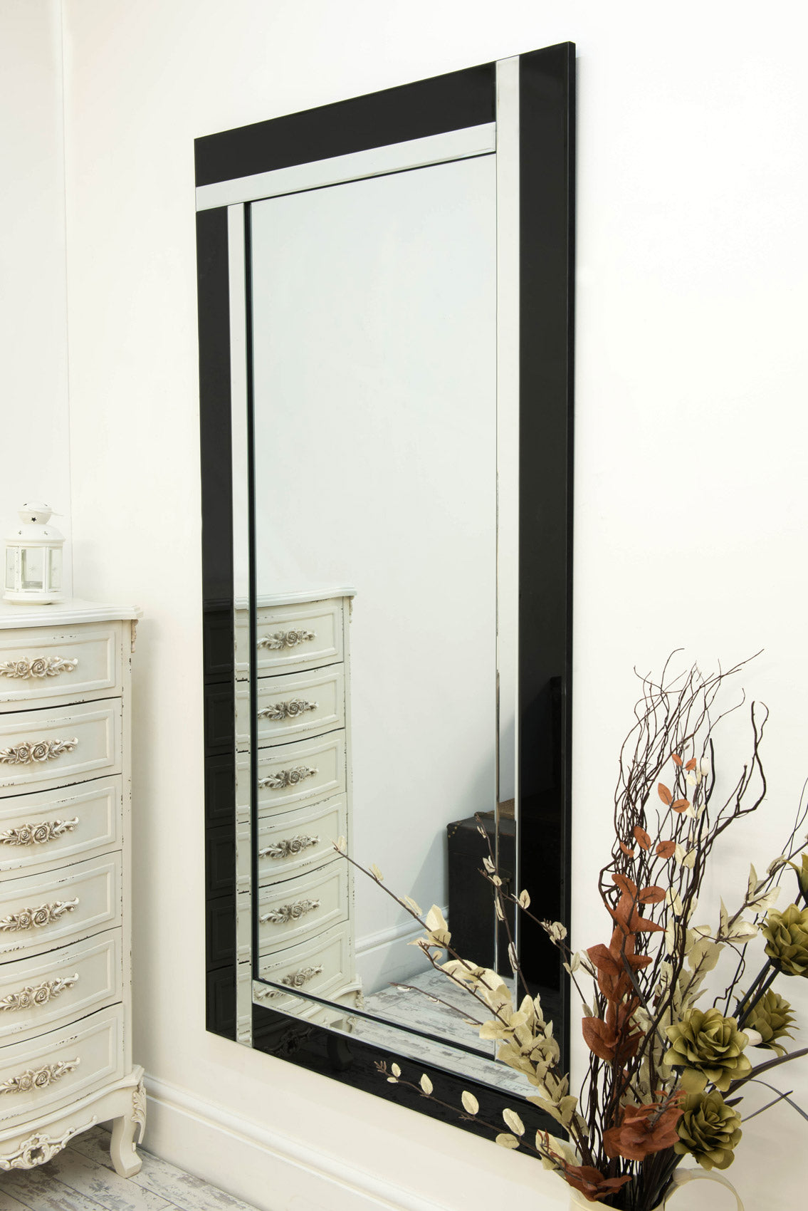 Sleek Black Framed Full Length Mirror - 174 x 85 CM-2