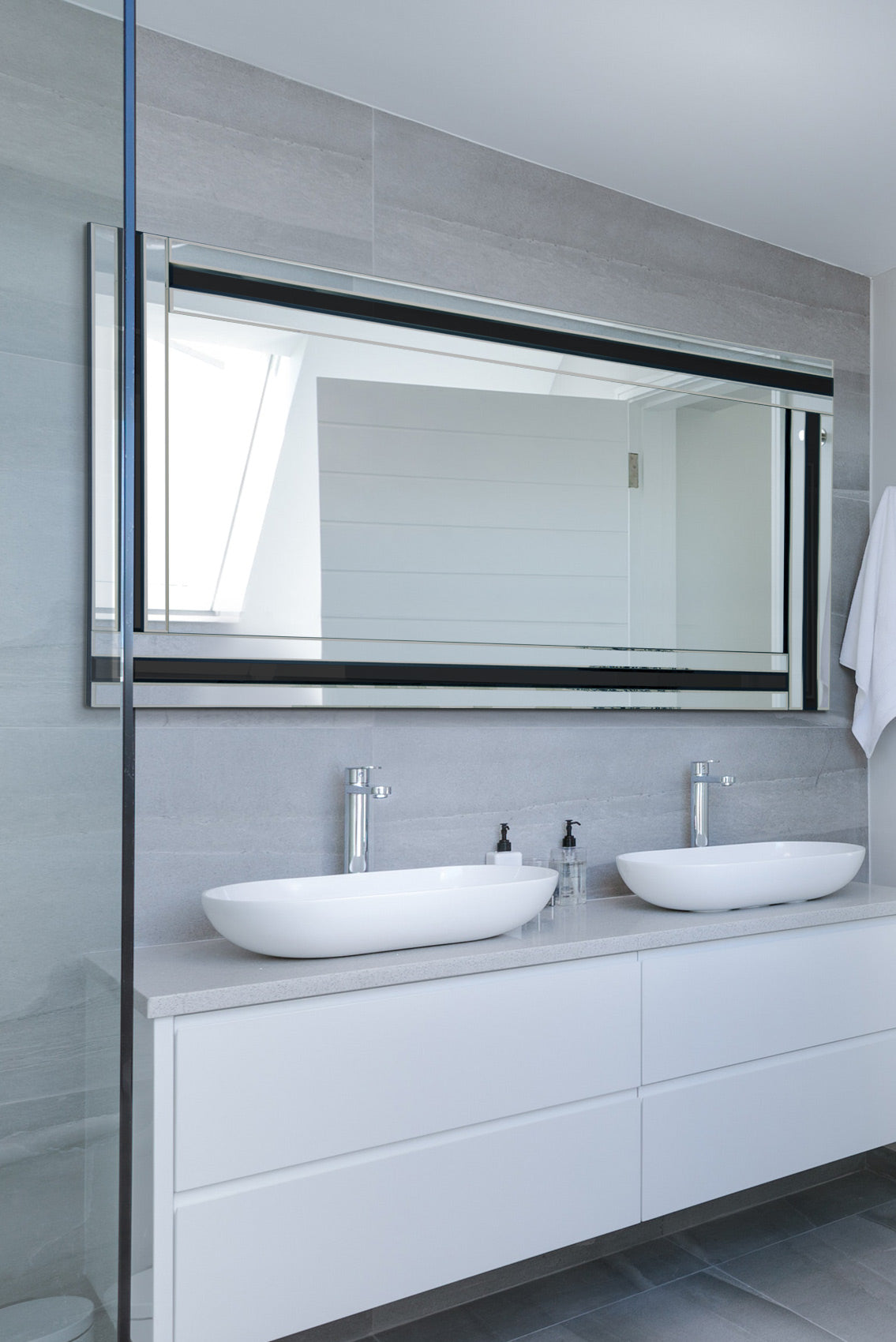 Sleek Black Frameless Full Length Mirror - 174 x 85 CM-2