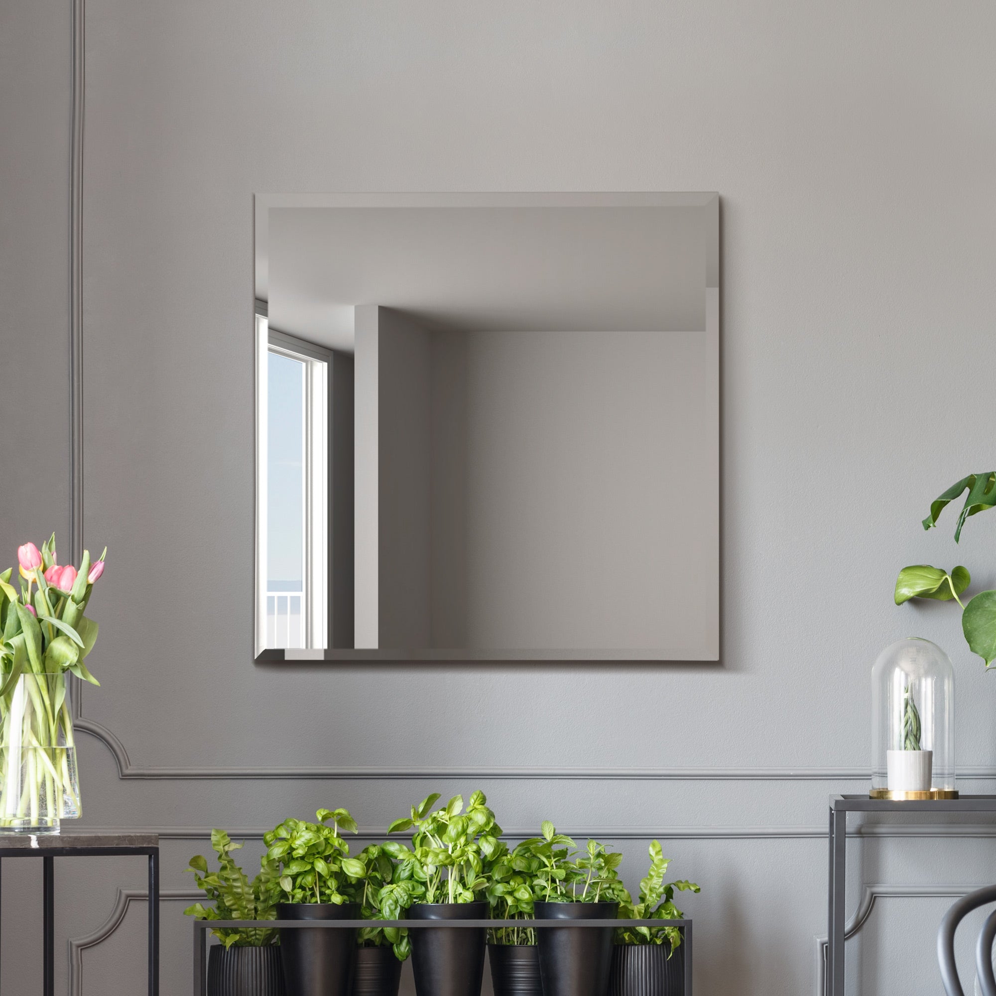 The Elegance - Contemporary Beveled Square Wall Mirror 24" X 24" (60x60CM)-7