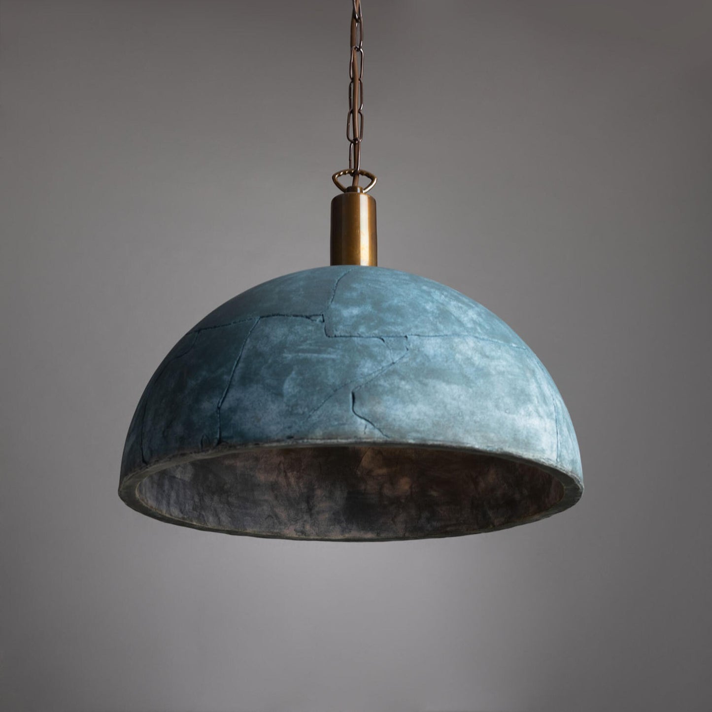 Kauri Organic Ceramic Dome Pendant Light 37cm, Blue Earth