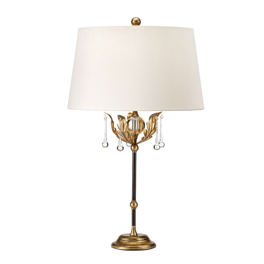 Amarilli Light Table Lamp in Ivory Shade in Bronze with Gold Patina