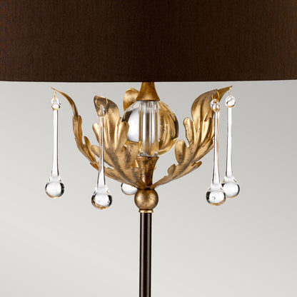 Amarilli Light Table Lamp with Brown Shade in Bronze with Gold Patina