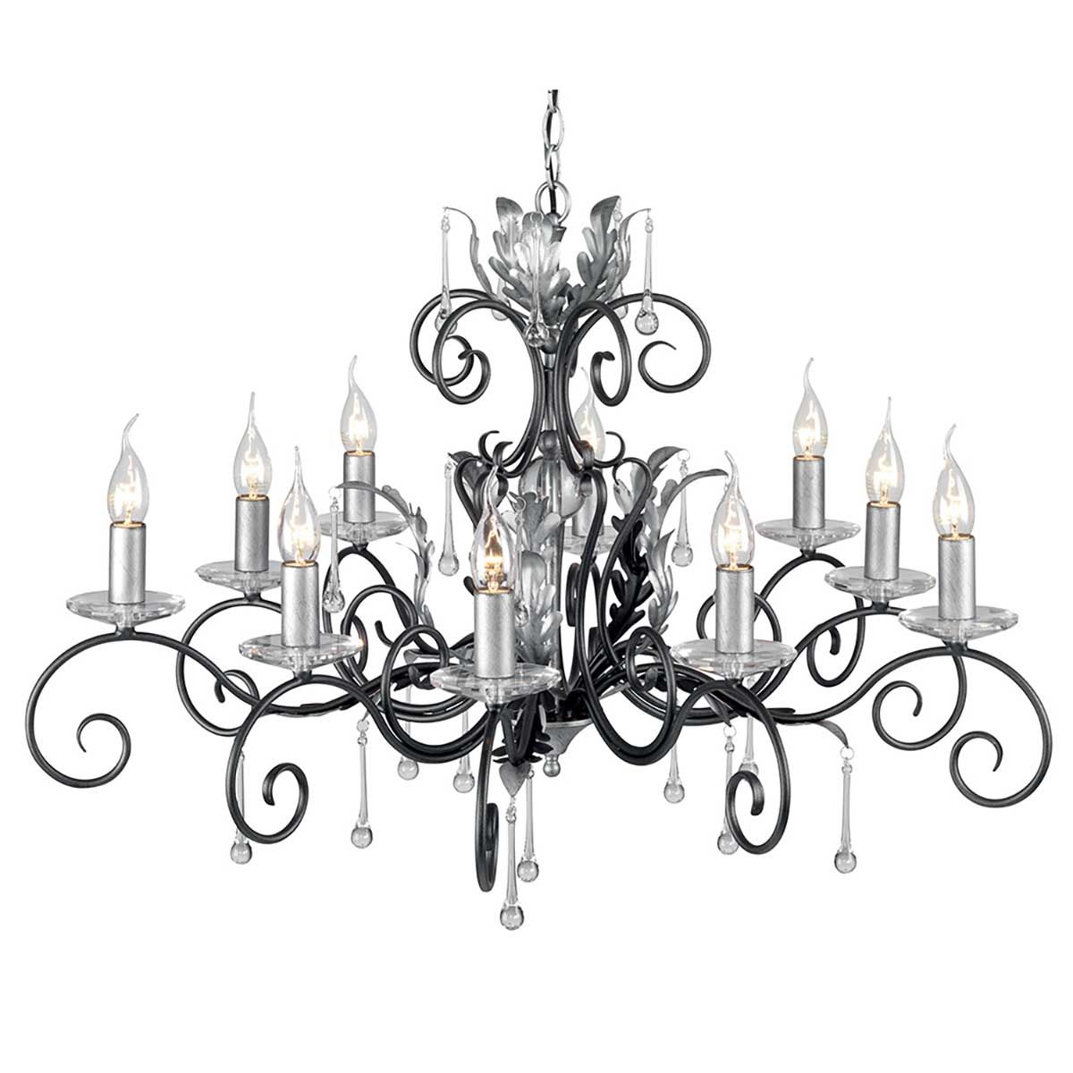 Amarilli Light Chandelier in Black with Silver Patina
