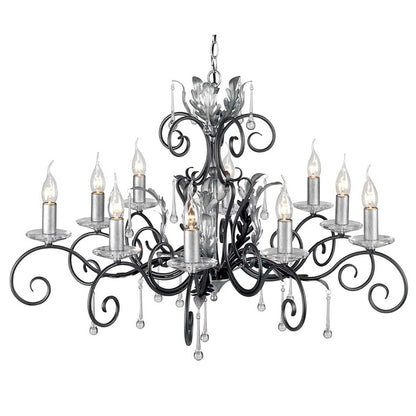 Amarilli Light Chandelier in Black with Silver Patina