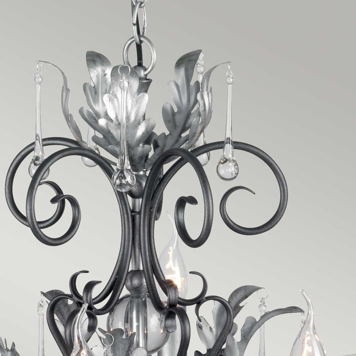 Amarilli Light Chandelier in Black with Silver Patina