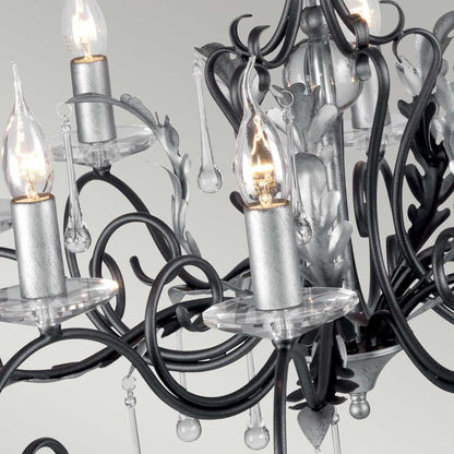 Amarilli Light Chandelier in Black with Silver Patina