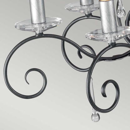 Amarilli Light Chandelier in Black with Silver Patina