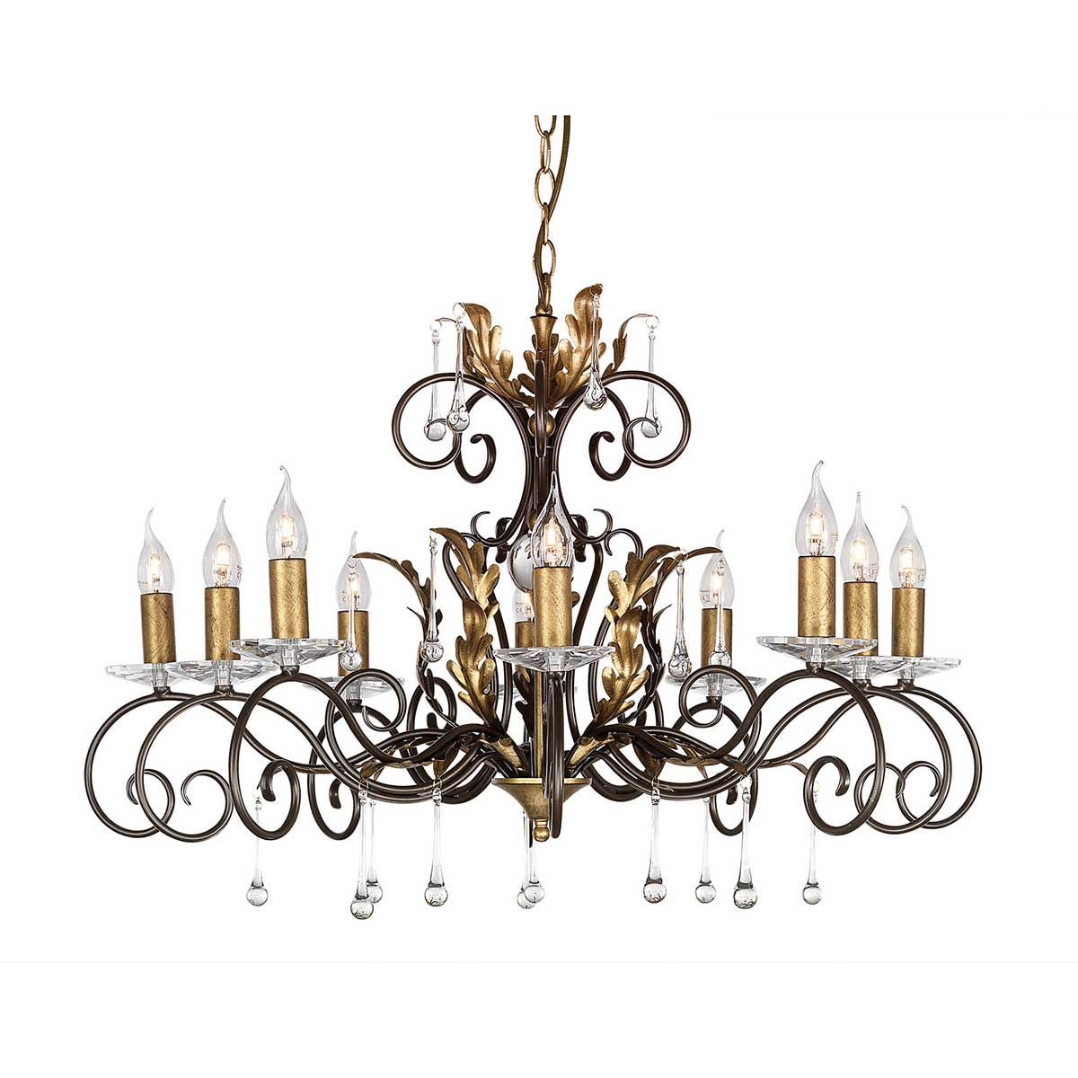 Amarilli Light Chandelier in Bronze with Gold Patina