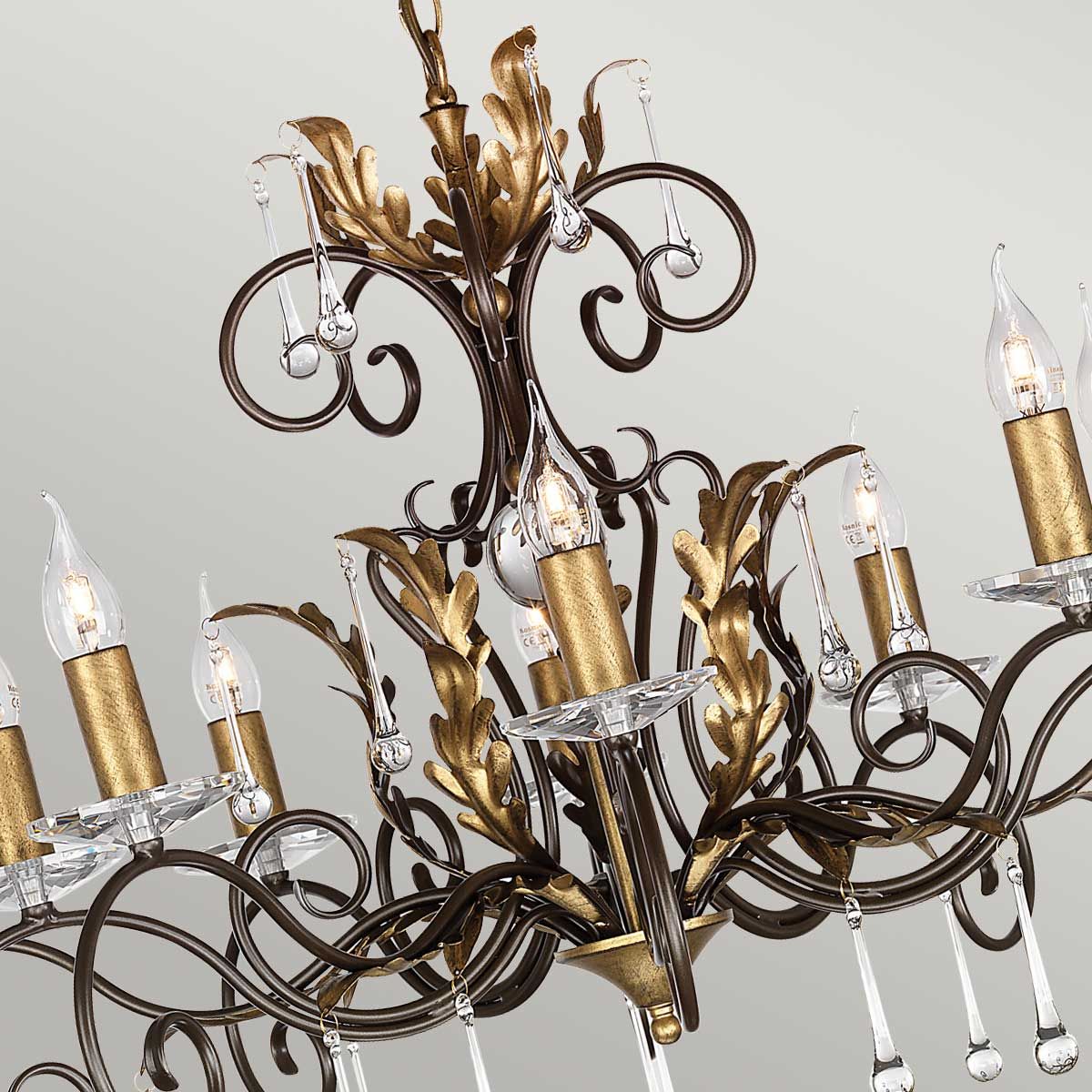 Amarilli Light Chandelier in Bronze with Gold Patina