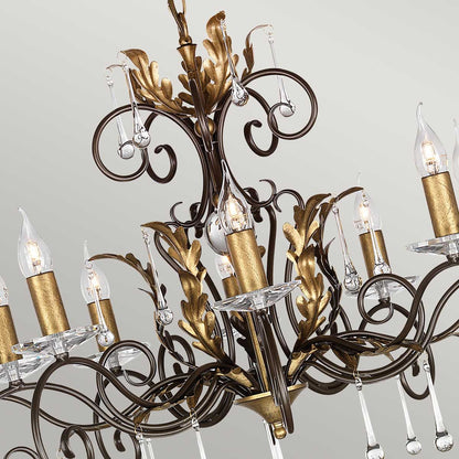 Amarilli Light Chandelier in Bronze with Gold Patina