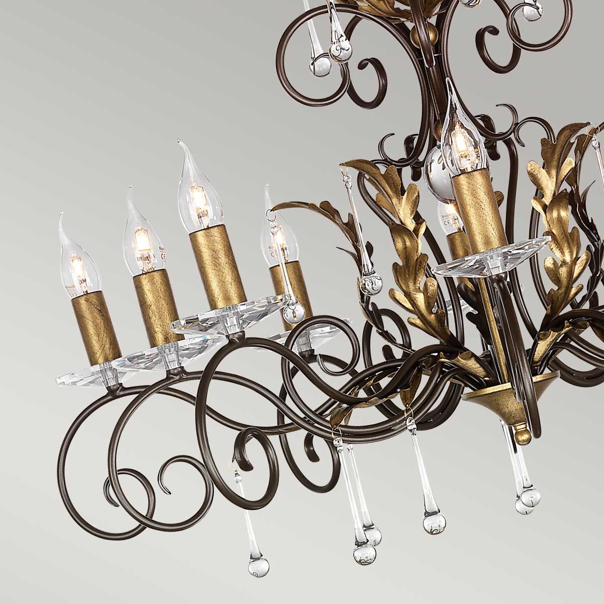 Amarilli Light Chandelier in Bronze with Gold Patina