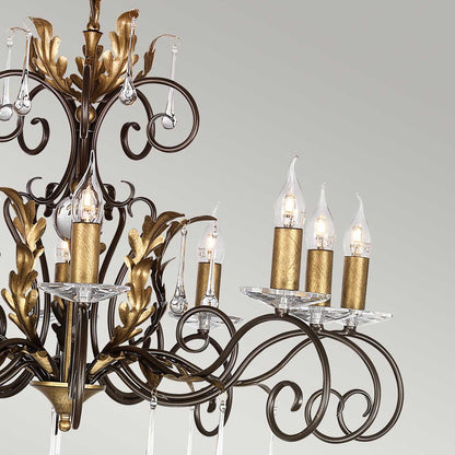 Amarilli Light Chandelier in Bronze with Gold Patina