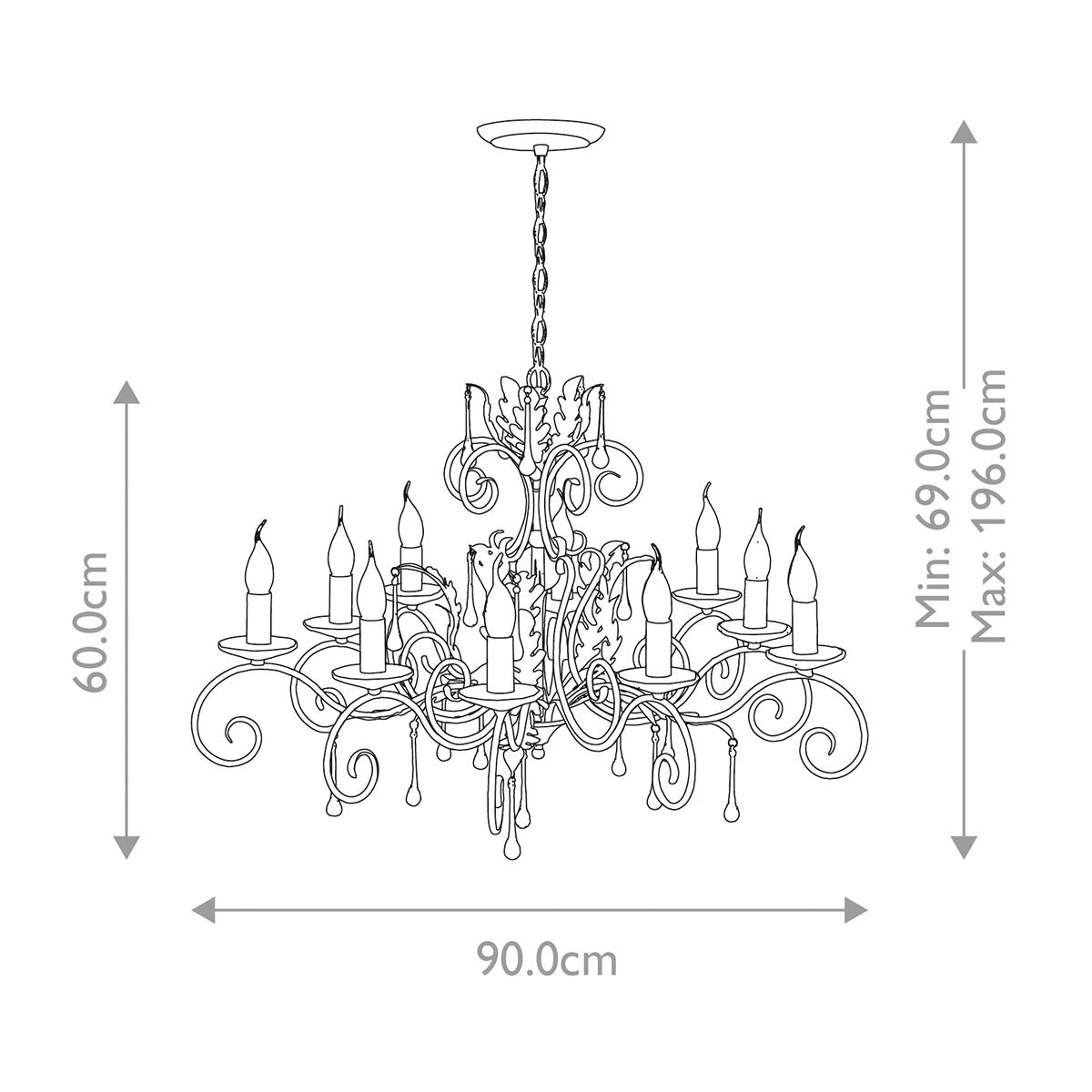 Amarilli Light Chandelier in Bronze with Gold Patina