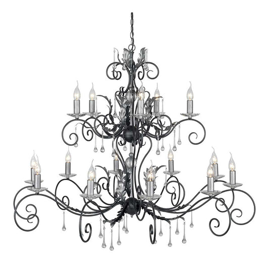 Amarilli Light Chandelier in Black with Silver Patina
