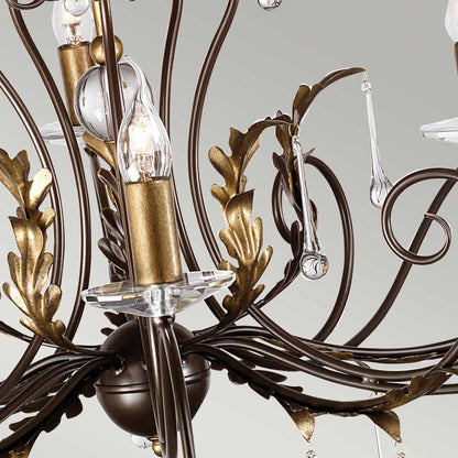 Amarilli Light Chandelier in Bronze with Gold Patina