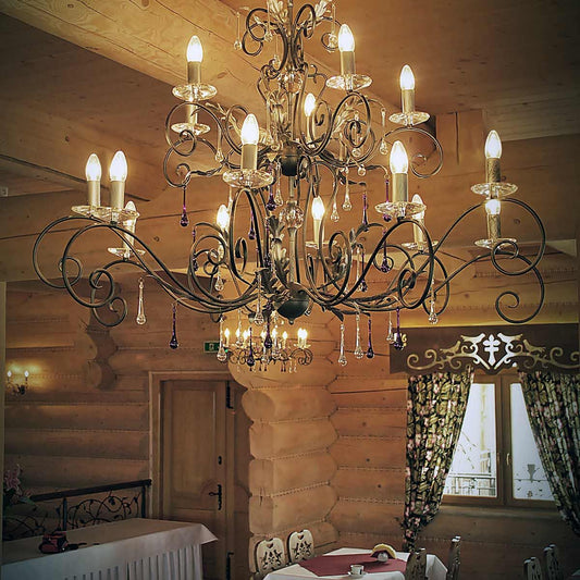 Amarilli Light Chandelier in Bronze with Gold Patina