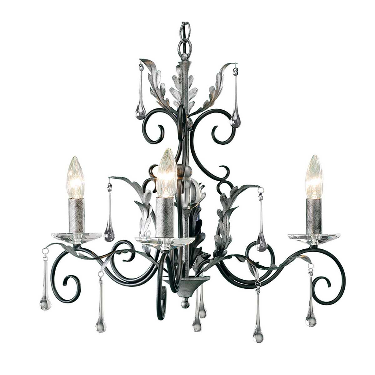 Amarilli Light Chandelier in Black with Silver Patina