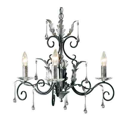 Amarilli Light Chandelier in Black with Silver Patina