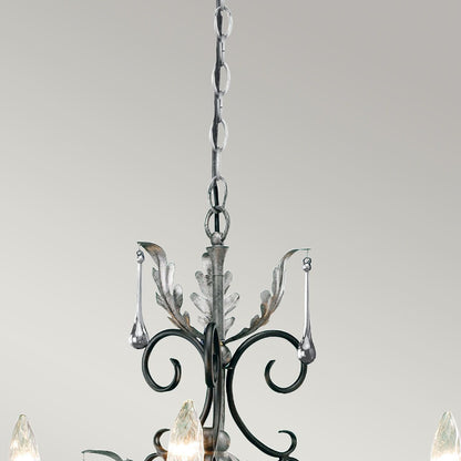 Amarilli Light Chandelier in Black with Silver Patina