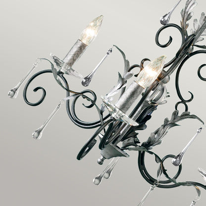 Amarilli Light Chandelier in Black with Silver Patina