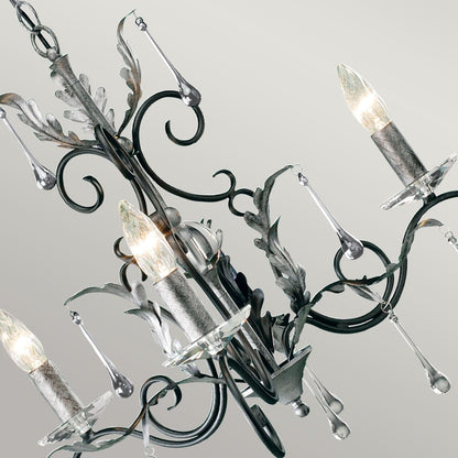 Amarilli Light Chandelier in Black with Silver Patina