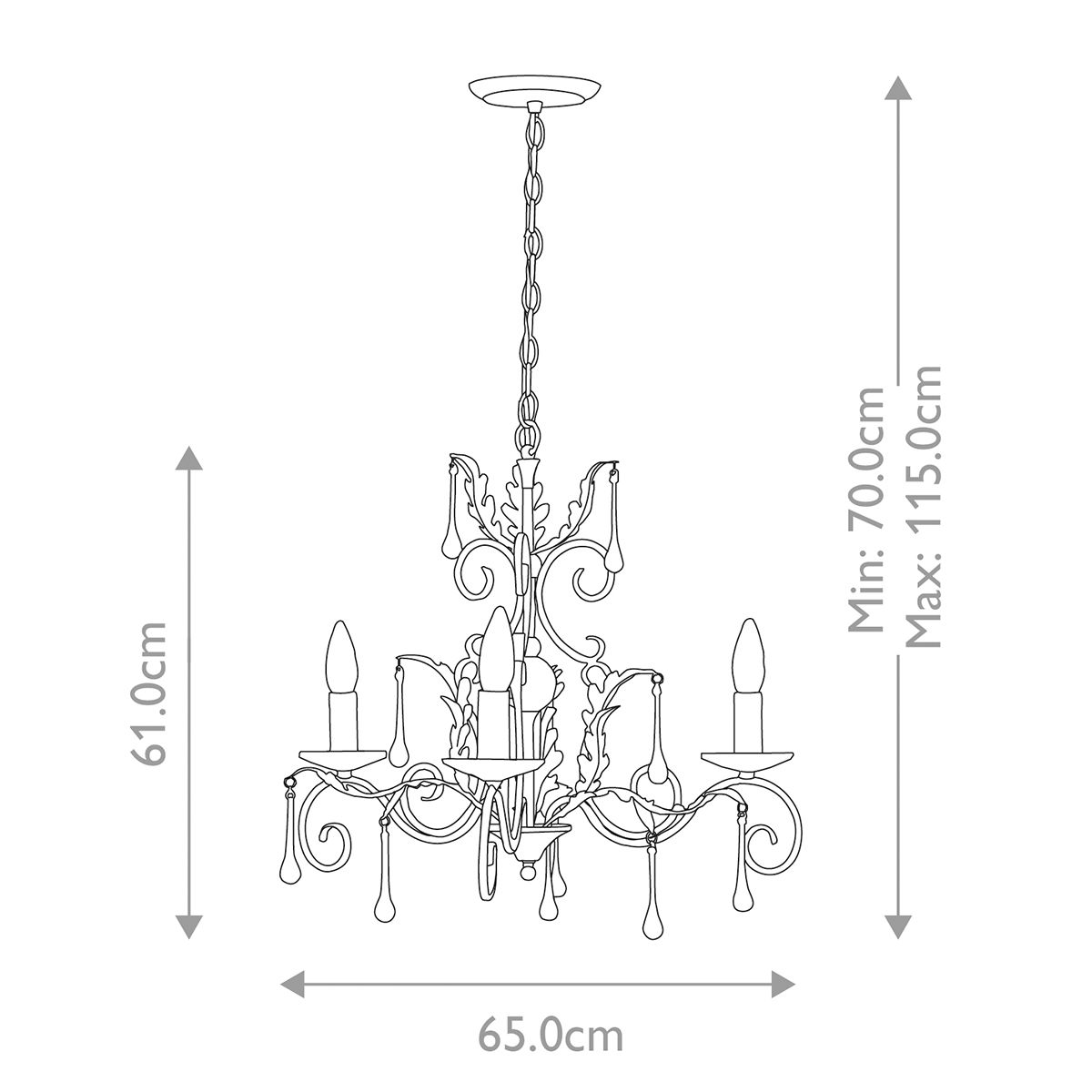 Amarilli Light Chandelier in Black with Silver Patina