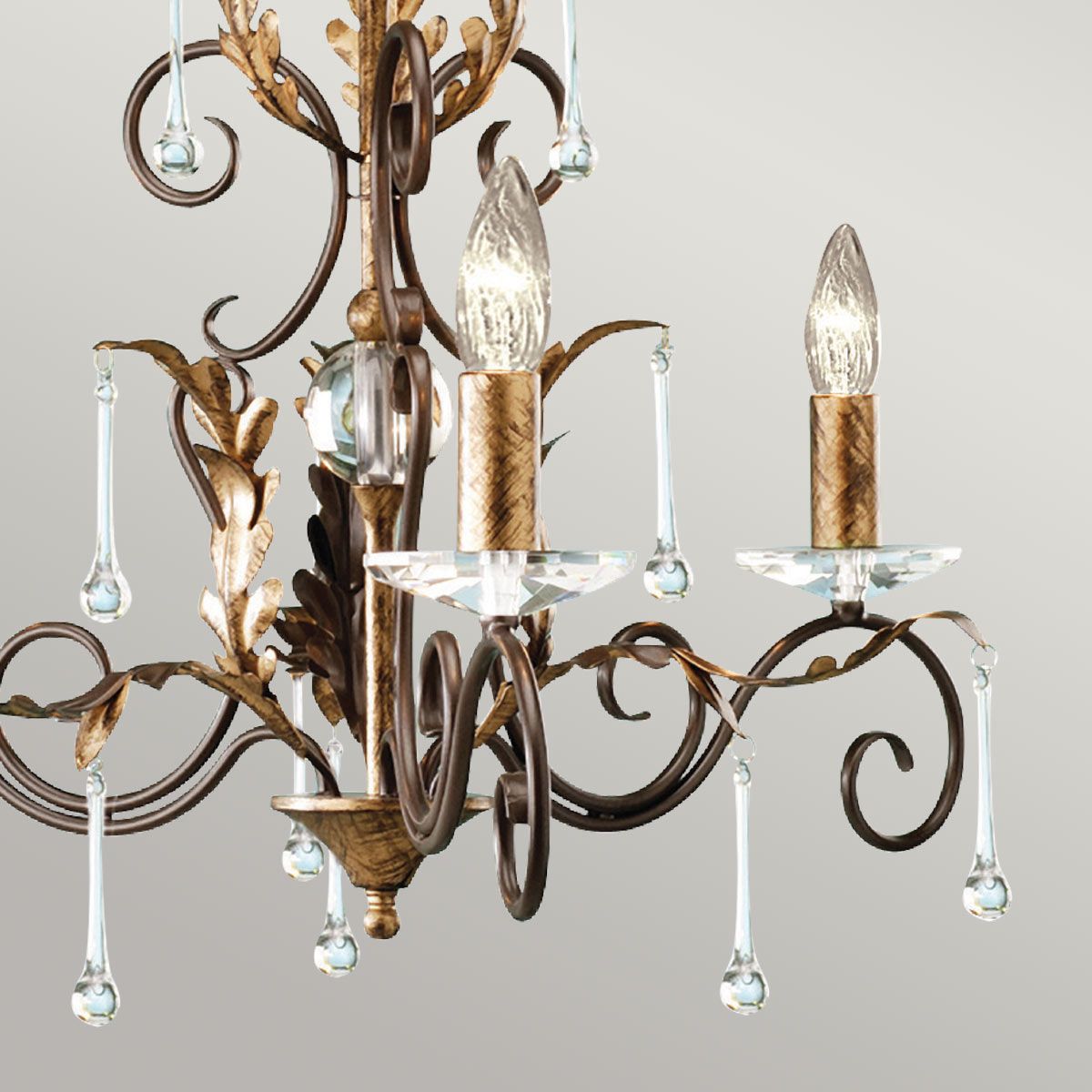 Amarilli Light Chandelier in Bronze with Gold Patina