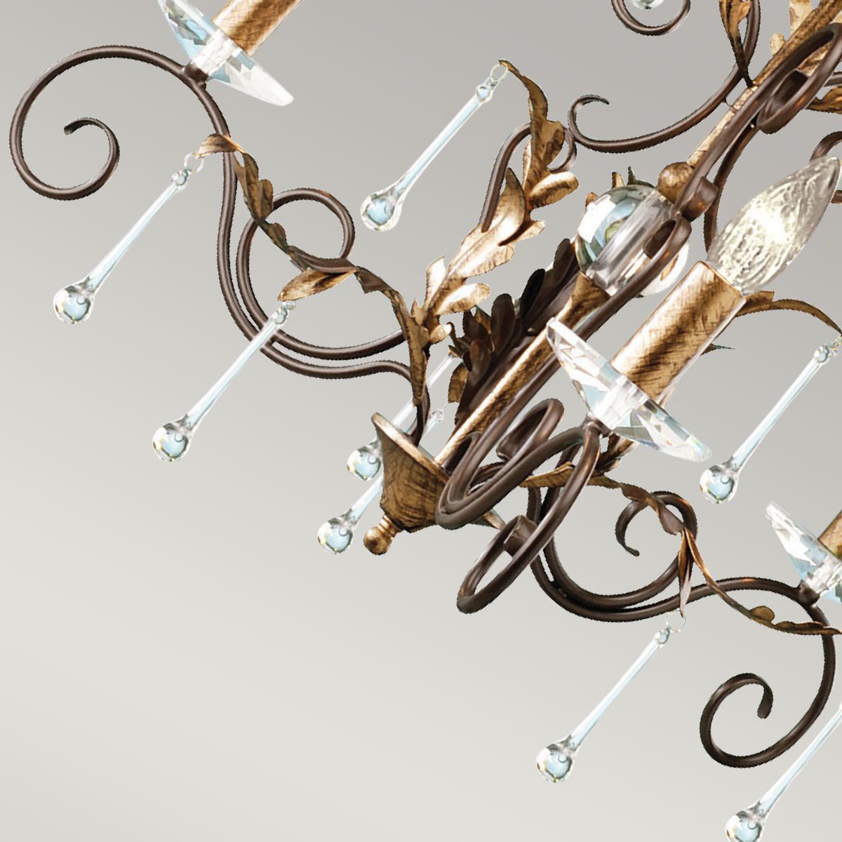 Amarilli Light Chandelier in Bronze with Gold Patina