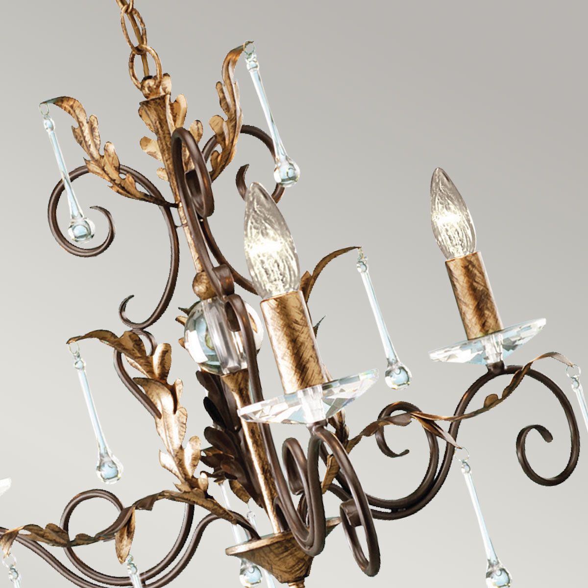 Amarilli Light Chandelier in Bronze with Gold Patina