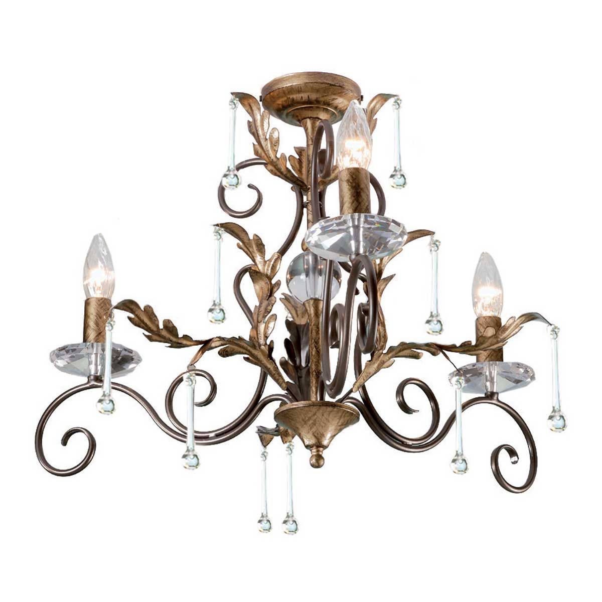 Amarilli Light Chandelier in Bronze with Gold Patina