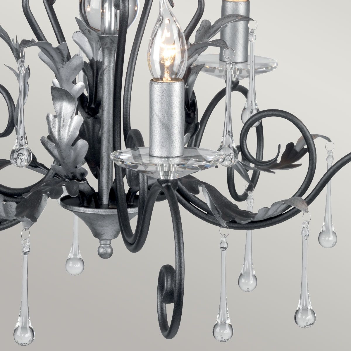 Amarilli Light Chandelier in Black with Silver Patina