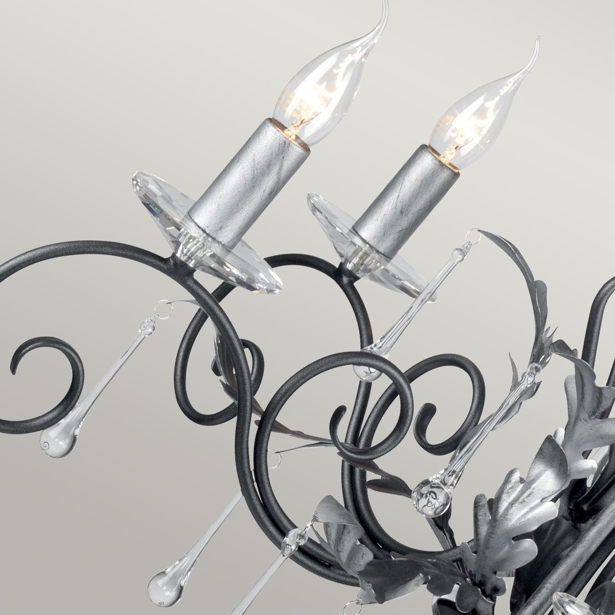 Amarilli Light Chandelier in Black with Silver Patina